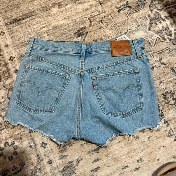 Levis premium festival western 501 cutoff fringe denim shorts size 27 - Picture 4 of 8